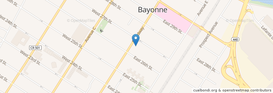 Mapa de ubicacion de Bayonne Post Office en Соединённые Штаты Америки, Нью-Джерси, Hudson County, Bayonne.