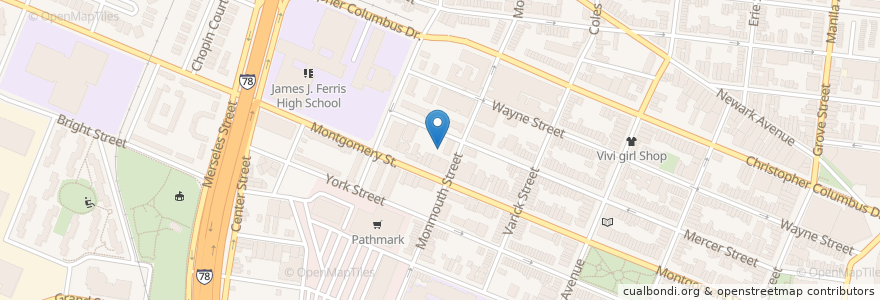 Mapa de ubicacion de Resurrection Parish School en Estados Unidos De América, Nueva Jersey, Hudson County, Jersey City.