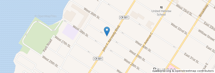 Mapa de ubicacion de Temple Emanuel en 미국, 뉴저지, Hudson County, Bayonne.