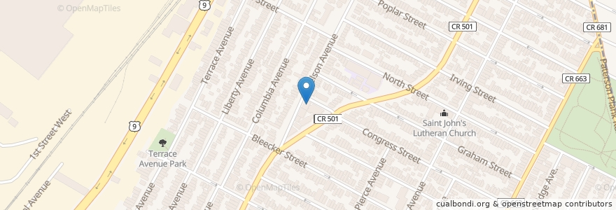 Mapa de ubicacion de Saint Anne's School en Estados Unidos De América, Nueva Jersey, Hudson County, Jersey City.
