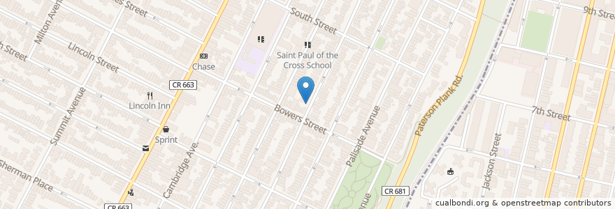 Mapa de ubicacion de Jersey Heights Spanish Seventh Day Adventist Church en الولايات المتّحدة الأمريكيّة, نيو جيرسي, Hudson County, Jersey City.