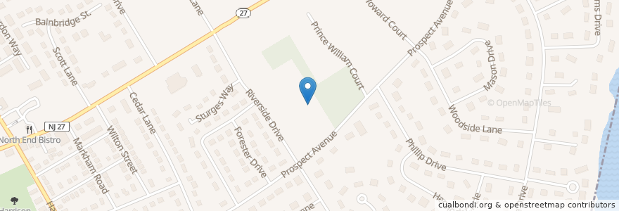 Mapa de ubicacion de Riverside Elementary School en Amerika Birleşik Devletleri, New Jersey, Mercer County, Princeton.