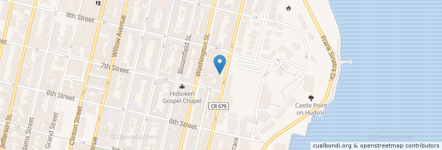Mapa de ubicacion de Mision Cristian De Hoboken en Amerika Syarikat, New Jersey, Hudson County, Hoboken.
