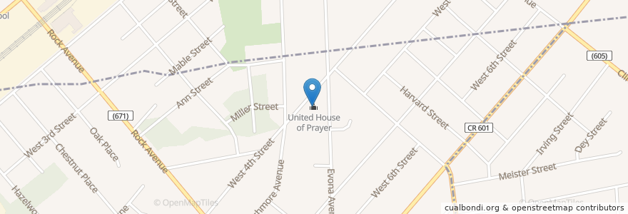 Mapa de ubicacion de United House of Prayer en Stati Uniti D'America, New Jersey, Middlesex County.