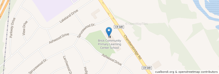 Mapa de ubicacion de Brick Community Primary Learning Center School en Verenigde Staten, New Jersey, Ocean County, Brick Township.