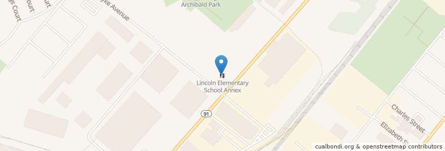 Mapa de ubicacion de Lincoln Elementary School Annex en 美利坚合众国/美利堅合眾國, 新泽西州 / 新澤西州 / 紐澤西州, Middlesex County, New Brunswick.