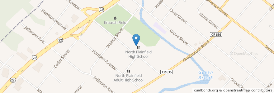 Mapa de ubicacion de North Plainfield Middle School en 美利坚合众国/美利堅合眾國, 新泽西州 / 新澤西州 / 紐澤西州, Somerset County, North Plainfield.