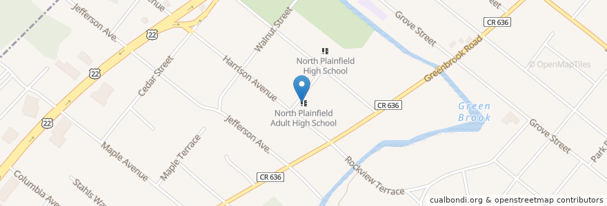 Mapa de ubicacion de North Plainfield Adult High School en Vereinigte Staaten Von Amerika, New Jersey, Somerset County, North Plainfield.