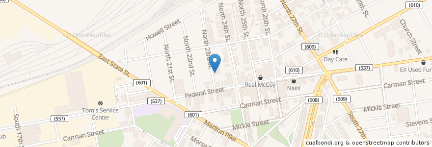 Mapa de ubicacion de Dudley Elementary School en Amerika Syarikat, New Jersey, Camden County, Camden.