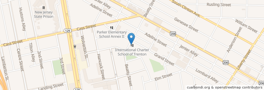 Mapa de ubicacion de International Charter School of Trenton en الولايات المتّحدة الأمريكيّة, نيو جيرسي, Mercer County, Trenton.