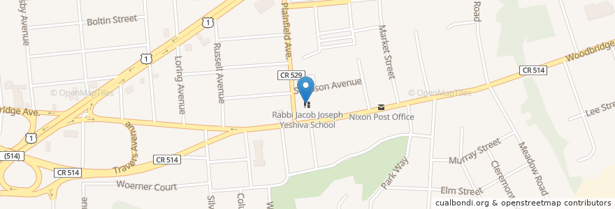 Mapa de ubicacion de Rabbi Jacob Joseph Yeshiva School en アメリカ合衆国, ニュージャージー州, Middlesex County, Edison.