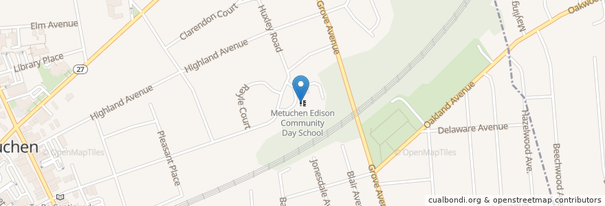Mapa de ubicacion de Metuchen Edison Community Day School en United States, New Jersey, Middlesex County, Edison, Metuchen.