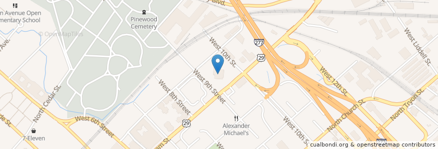 Mapa de ubicacion de Mecklenburg County – Creative Campus Center City en アメリカ合衆国, ノースカロライナ州, Mecklenburg County, Charlotte.