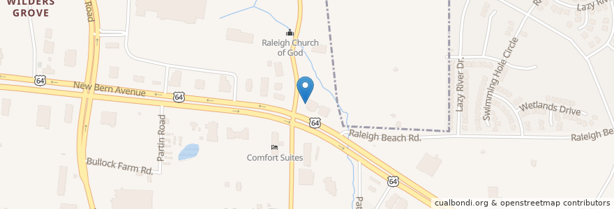 Mapa de ubicacion de Elevation Church en アメリカ合衆国, ノースカロライナ州, Wake County, Raleigh.