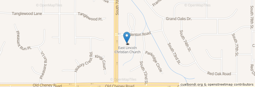 Mapa de ubicacion de East Lincoln Christian Church en Estados Unidos De América, Nebraska, Lancaster County, Lincoln.