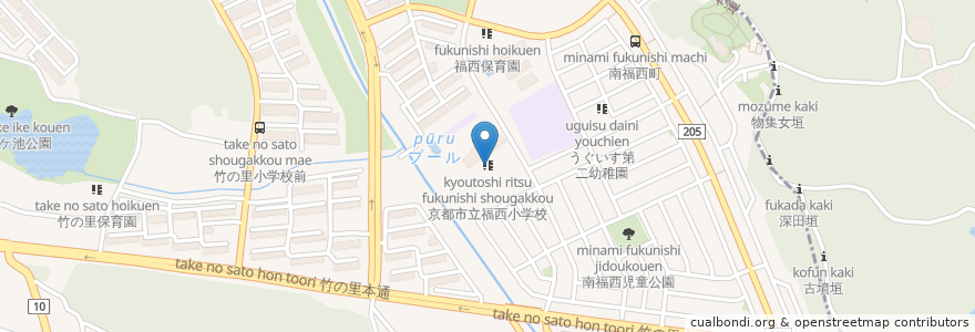 Mapa de ubicacion de 京都市立福西小学校 en Japonya, 京都府, 京都市, 西京区.
