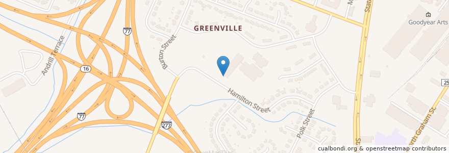 Mapa de ubicacion de Walter G Byers Elementary School en Estados Unidos De América, Carolina Del Norte, Mecklenburg County, Charlotte.