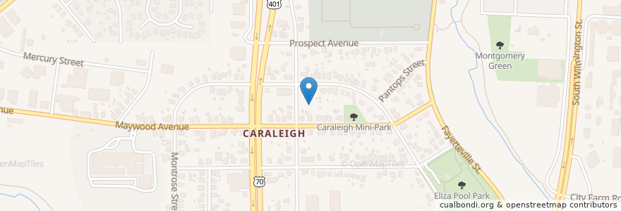 Mapa de ubicacion de Caraleigh Baptist Church en États-Unis D'Amérique, Caroline Du Nord, Wake County, Raleigh.