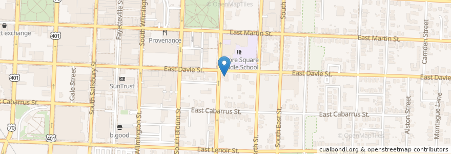 Mapa de ubicacion de Davie Street Presbyterian Church en Amerika Syarikat, Carolina Utara, Wake County, Raleigh.