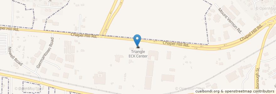 Mapa de ubicacion de Triangle ECK Center en 미국, 노스캐롤라이나, Wake County, Raleigh.