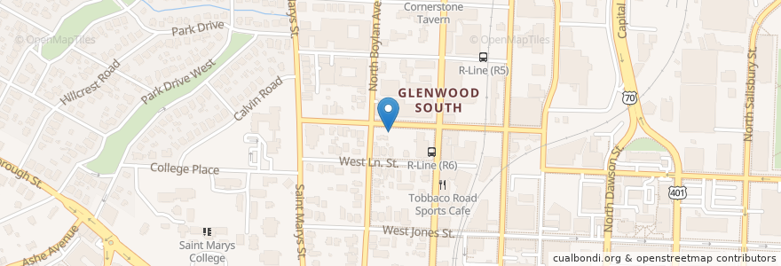 Mapa de ubicacion de Glenwood South Fellowship Church en Amerika Syarikat, Carolina Utara, Wake County, Raleigh.