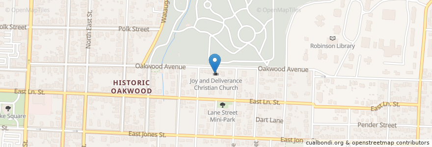 Mapa de ubicacion de Joy and Deliverance Christian Church en الولايات المتّحدة الأمريكيّة, كارولاينا الشمالية, Wake County, Raleigh.