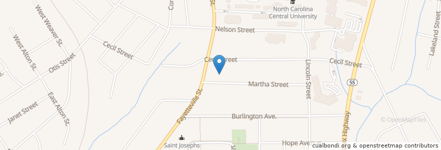Mapa de ubicacion de Solid Rock Full Gospel Church en Vereinigte Staaten Von Amerika, Nord-Carolina, Durham County, Durham.