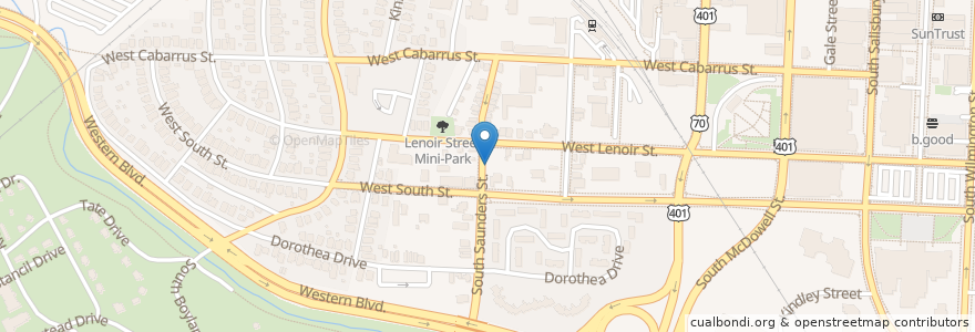 Mapa de ubicacion de Union Baptist Church en アメリカ合衆国, ノースカロライナ州, Wake County, Raleigh.