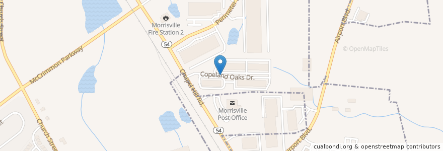 Mapa de ubicacion de Morrisville Post Office en Amerika Syarikat, Carolina Utara, Wake County, Morrisville.