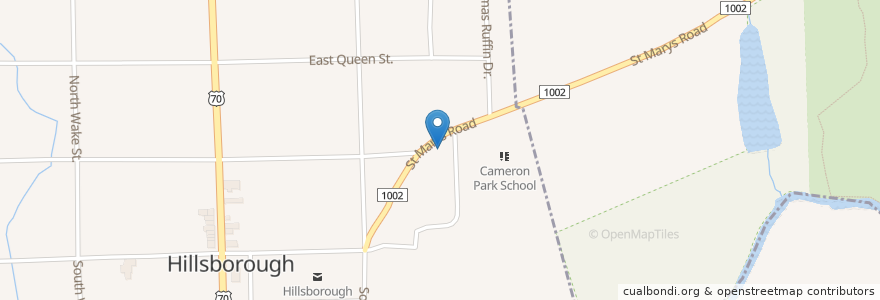 Mapa de ubicacion de Cameron Park Elementary School en 美利坚合众国/美利堅合眾國, 北卡羅萊那州, Orange County, Hillsborough.