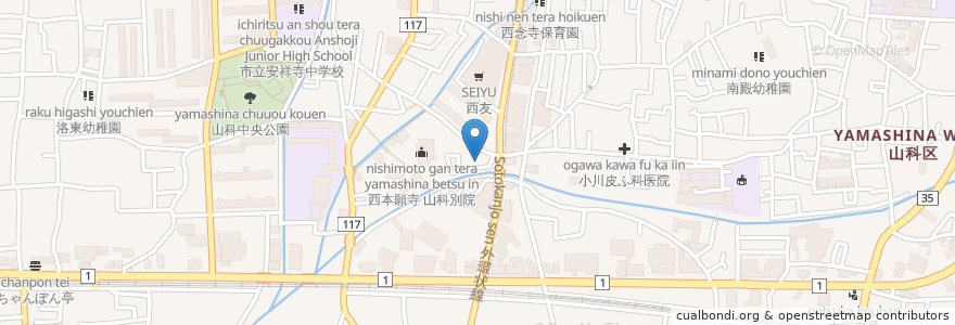 Mapa de ubicacion de Yamashina Ward en Japan, Kyoto Prefecture, Kyoto, Yamashina Ward.