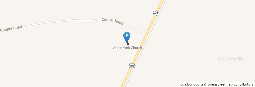 Mapa de ubicacion de Annie York Church en United States, Mississippi, Holmes County.