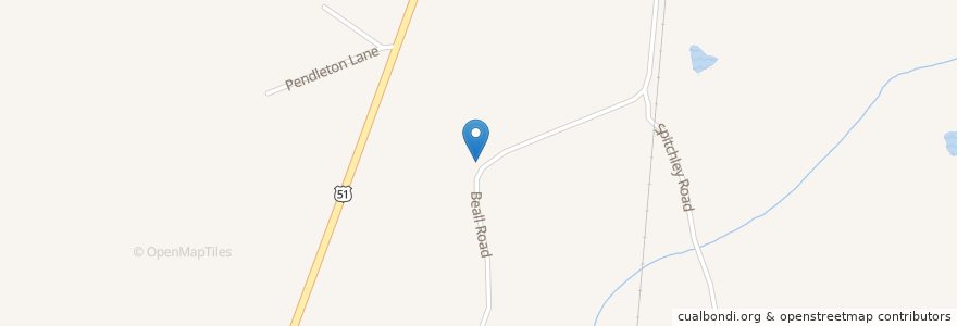 Mapa de ubicacion de Antioch Cemetery en États-Unis D'Amérique, Mississippi, Copiah County.