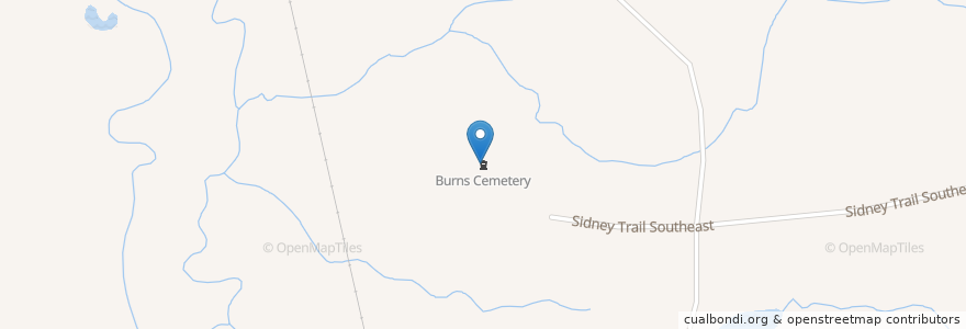 Mapa de ubicacion de Burns Cemetery en United States, Mississippi, Lincoln County.