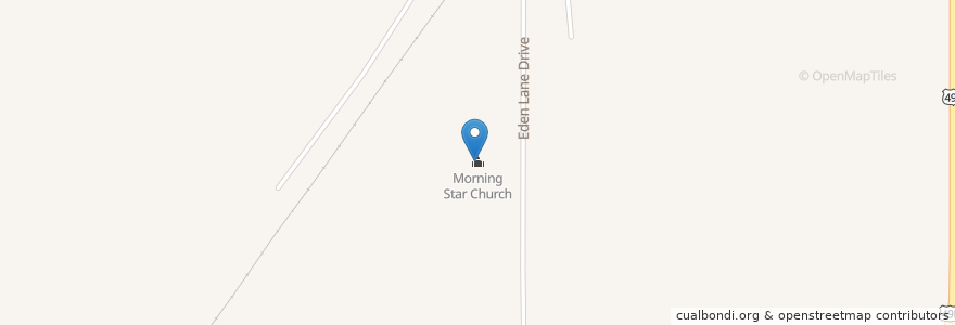 Mapa de ubicacion de Morning Star Church en États-Unis D'Amérique, Mississippi, Yazoo County, Eden.