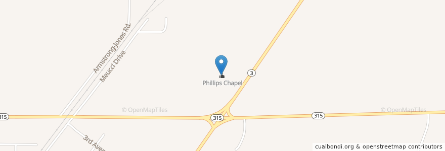 Mapa de ubicacion de Phillips Chapel en Amerika Syarikat, Mississippi, Quitman County.