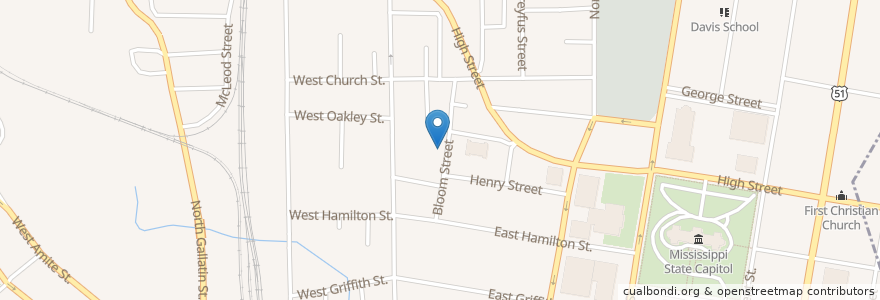Mapa de ubicacion de Robertson School en United States, Mississippi, Hinds County, Jackson.