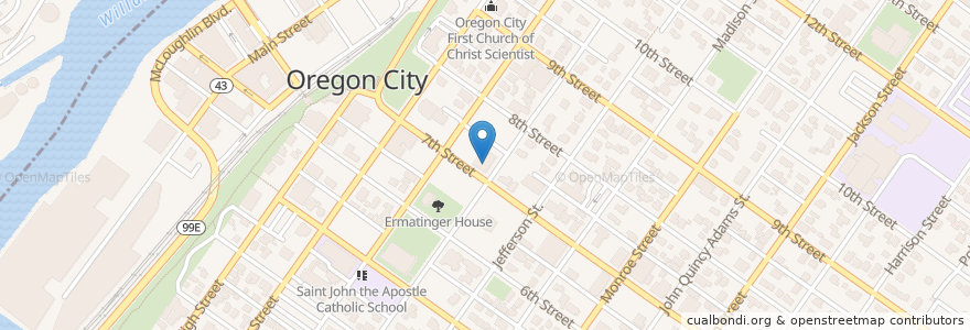 Mapa de ubicacion de Singer Hill Cafe en ایالات متحده آمریکا, اورگن, Clackamas County, Oregon City.