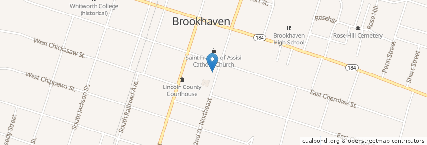 Mapa de ubicacion de Saint Francis School en États-Unis D'Amérique, Mississippi, Lincoln County, Brookhaven.