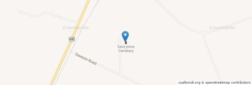 Mapa de ubicacion de Saint Johns Cemetery en United States, Mississippi, Holmes County.