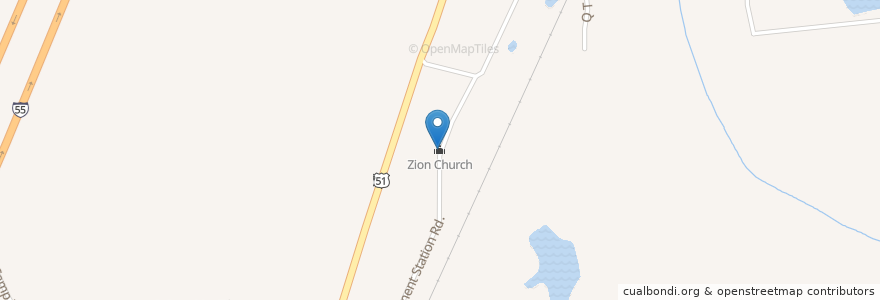 Mapa de ubicacion de Zion Church en Stati Uniti D'America, Mississippi, Copiah County.
