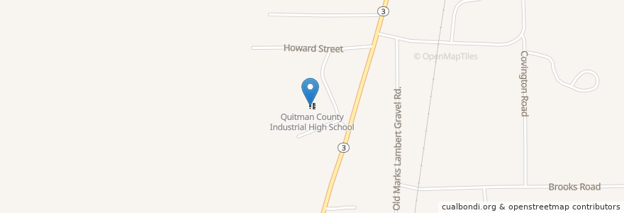 Mapa de ubicacion de Quitman County Industrial High School en United States, Mississippi, Quitman County.