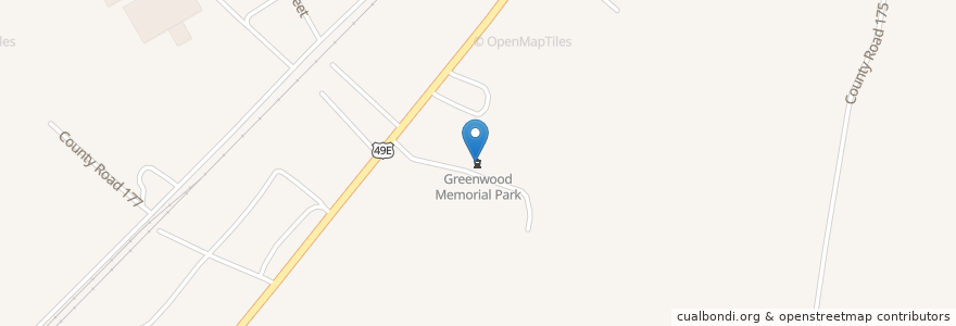 Mapa de ubicacion de Greenwood Memorial Park en 미국, 미시시피, Leflore County.