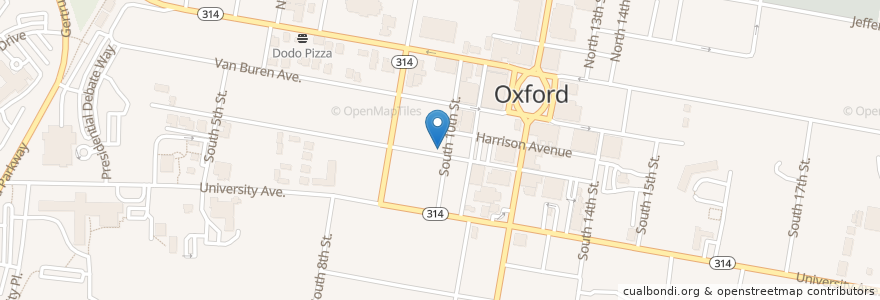 Mapa de ubicacion de First Presbyterian Church en 미국, 미시시피, Lafayette County, Oxford.