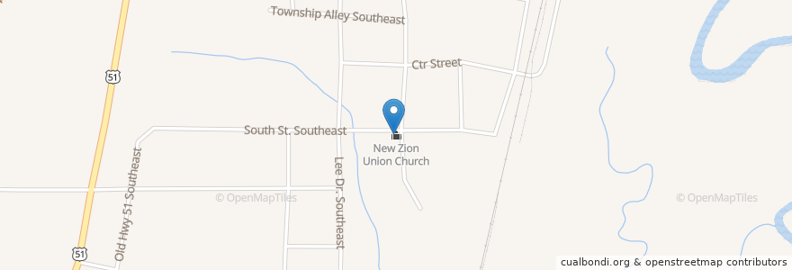 Mapa de ubicacion de New Zion Union Church en United States, Mississippi, Lincoln County.