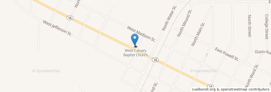 Mapa de ubicacion de West Calvary Baptist Church en Vereinigte Staaten Von Amerika, Mississippi, Yazoo County, Yazoo City.