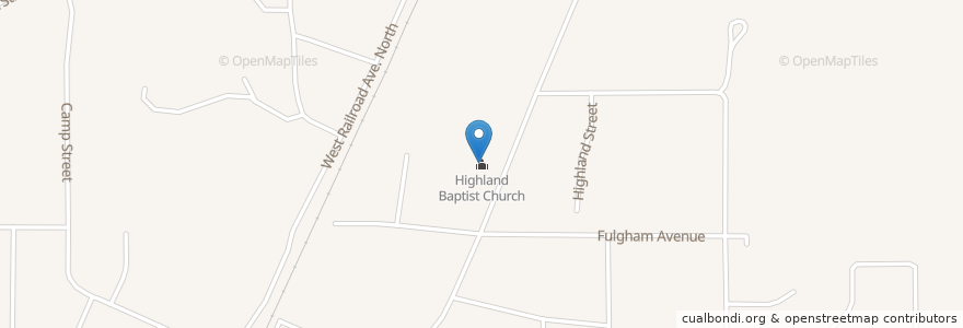 Mapa de ubicacion de Highland Baptist Church en Estados Unidos De América, Misisipi, Copiah County, Crystal Springs.