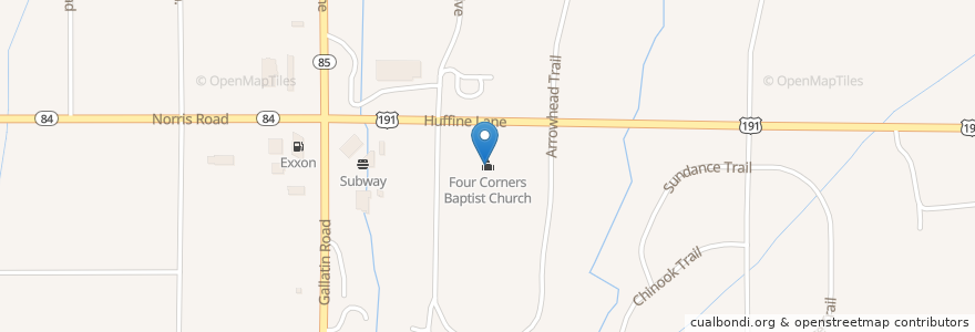 Mapa de ubicacion de Four Corners Baptist Church en United States, Montana, Gallatin County, Four Corners.