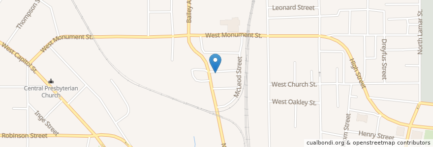 Mapa de ubicacion de Old Strangers Home Baptist Church en United States, Mississippi, Hinds County, Jackson.