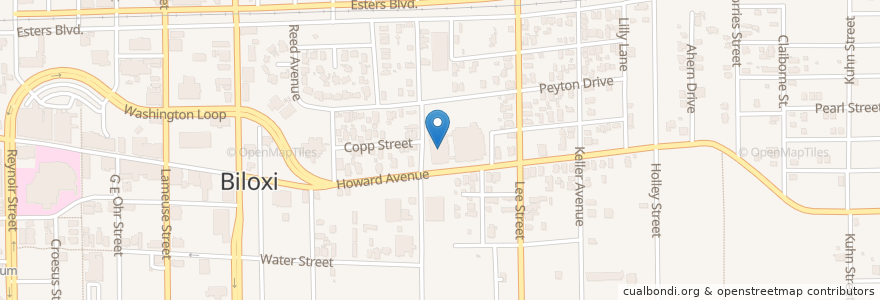 Mapa de ubicacion de Central Elementary School en 미국, 미시시피, Harrison County, Biloxi.